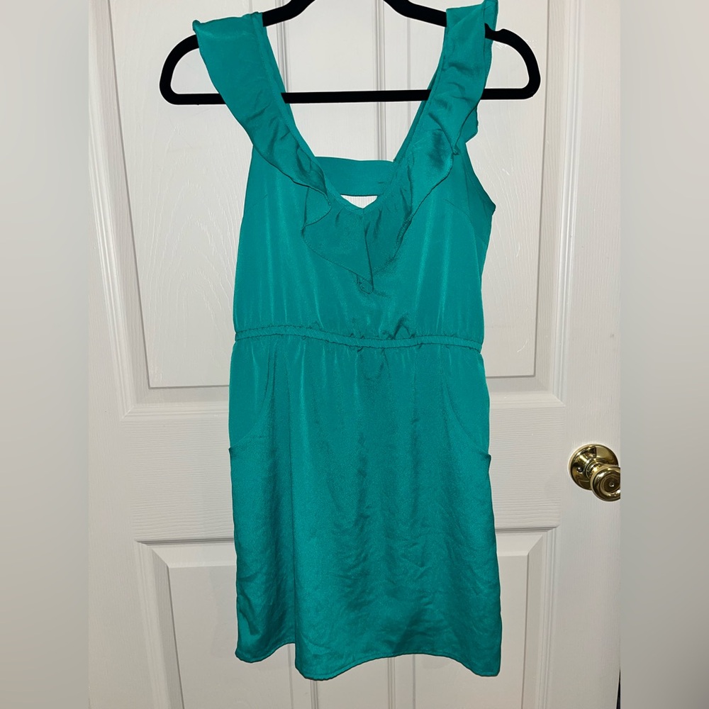 👗Kirra- Turquoise Summer Dress- V-Neck w/ pockets- XS